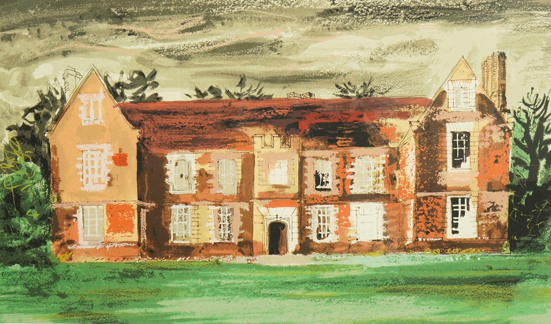 John Piper (British, 1903-1992), Pyrton Manor, 1978, artist's proof, screenprint on Arches, visible sheet 47 x 75cm